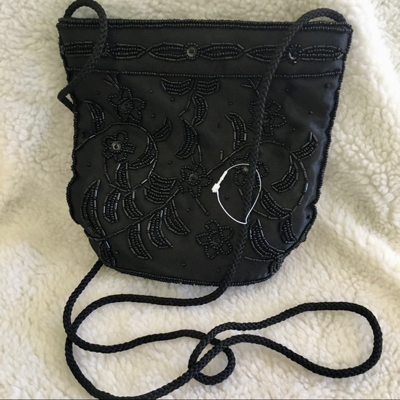 🆕 Beaded Satin Evening Bag w/Lipstick Case - Picture 2 of 7